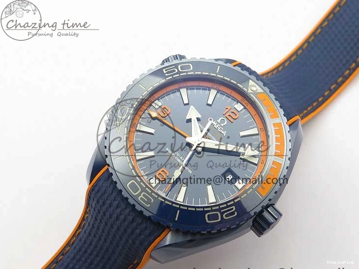 0316 Planet Ocean 45.5mm Big Blue Real Ceramic VSF 1:1 Best Edition on Blue Rubber Strap A8906 Super Clone Unique 7896